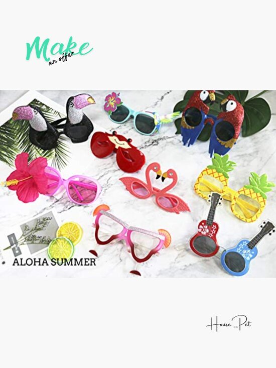 9 Pairs Luau Sunglasses - Hawaiian Party Favors, Fun Tropical Fancy Dress Props main image 6